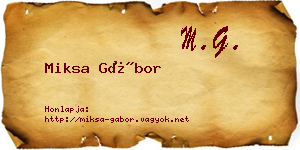 Miksa Gábor névjegykártya